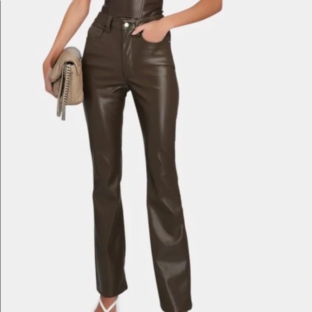 WeWoreWhat High Rise Vegan Leather Ankle Flare Pants